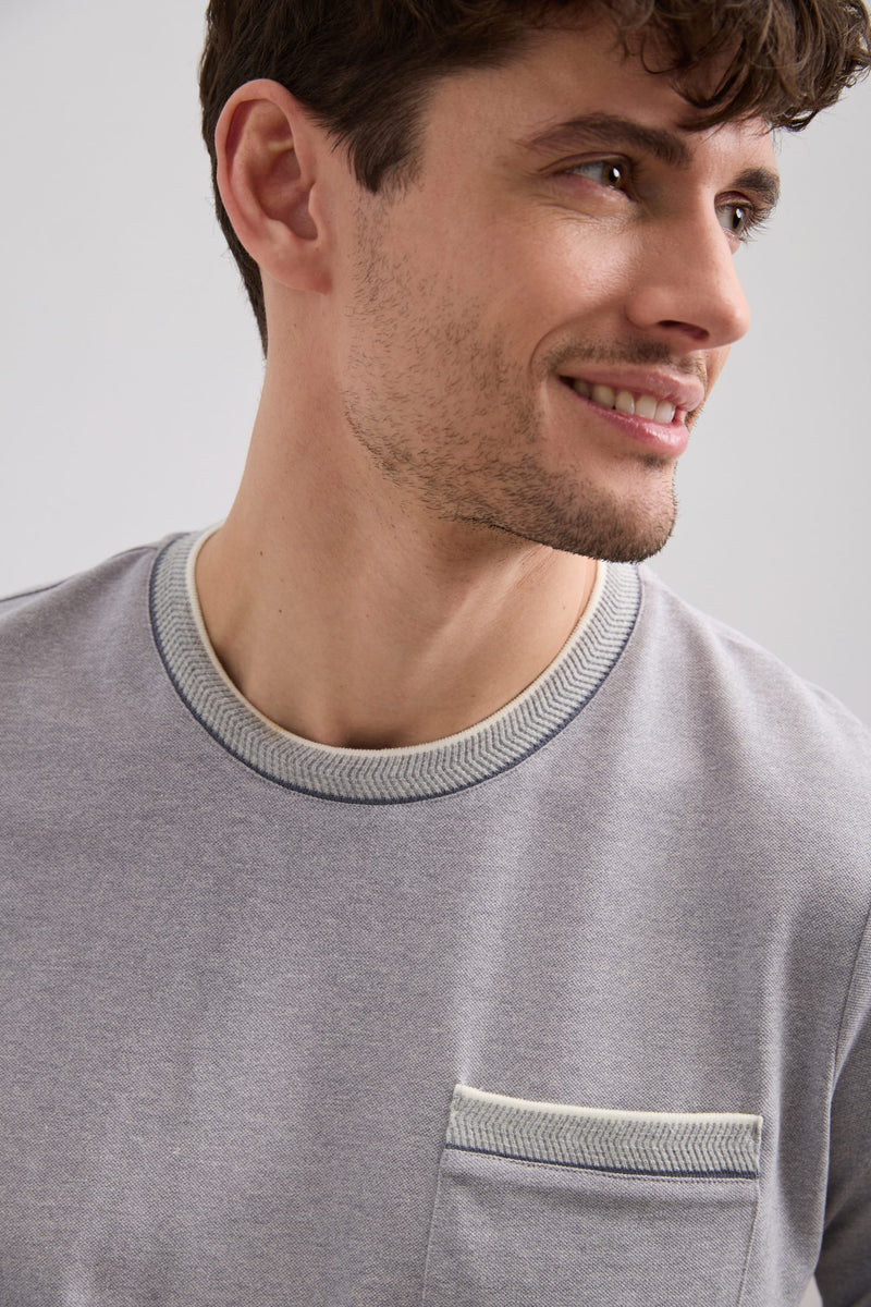 Piqué knit t-shirt with ribbed details