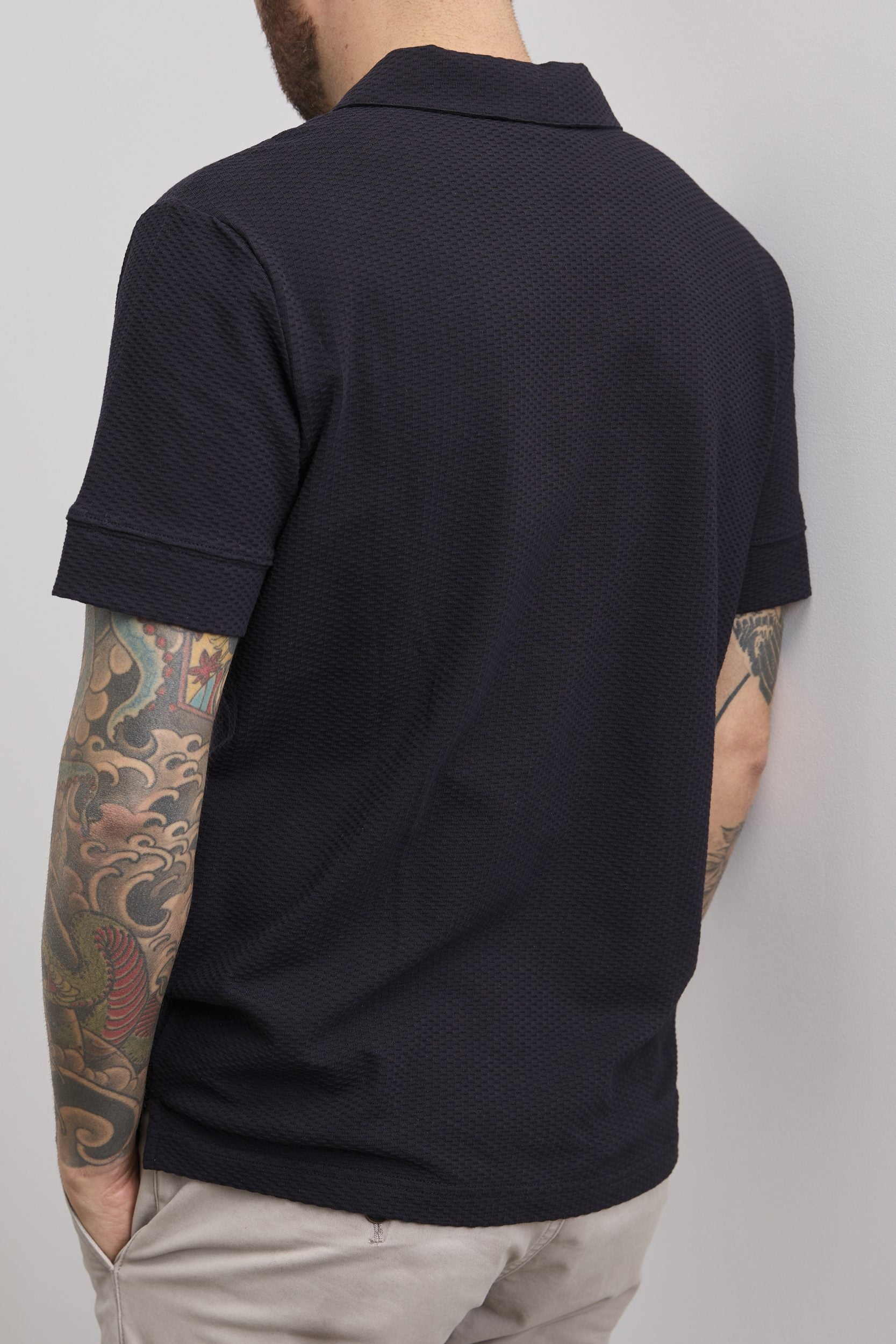 Open collar polo