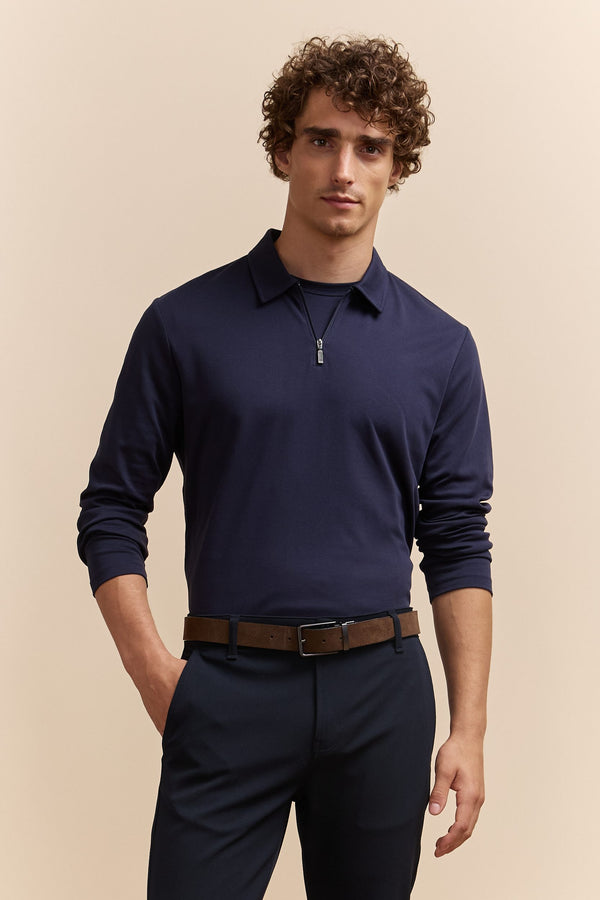 Pima cotton long sleeves polo