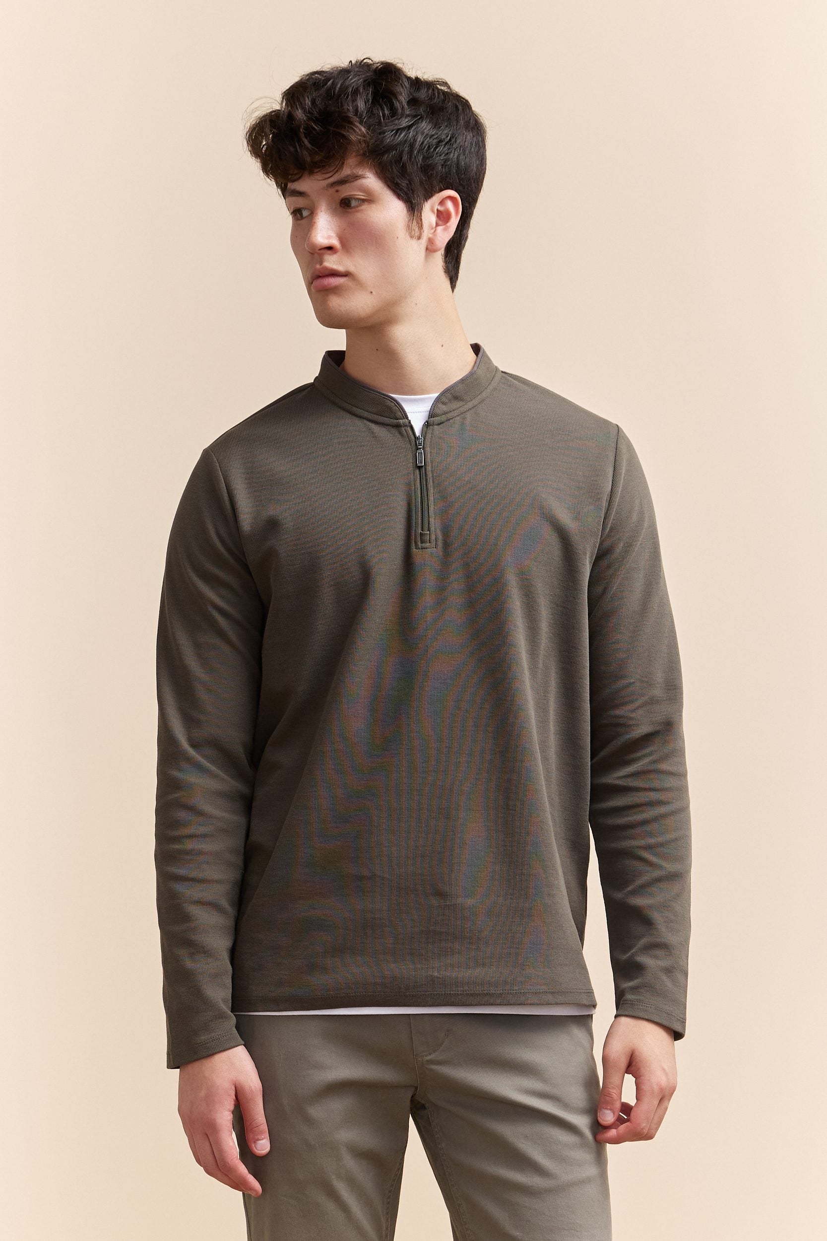 Long Sleeve zip henley t-shirt