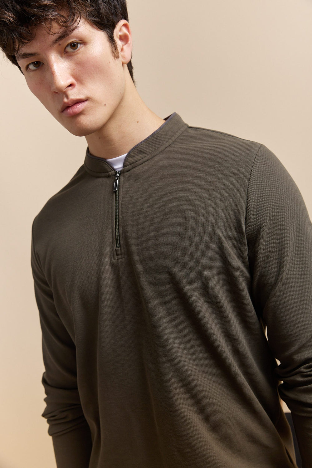 Long Sleeve zip henley t-shirt