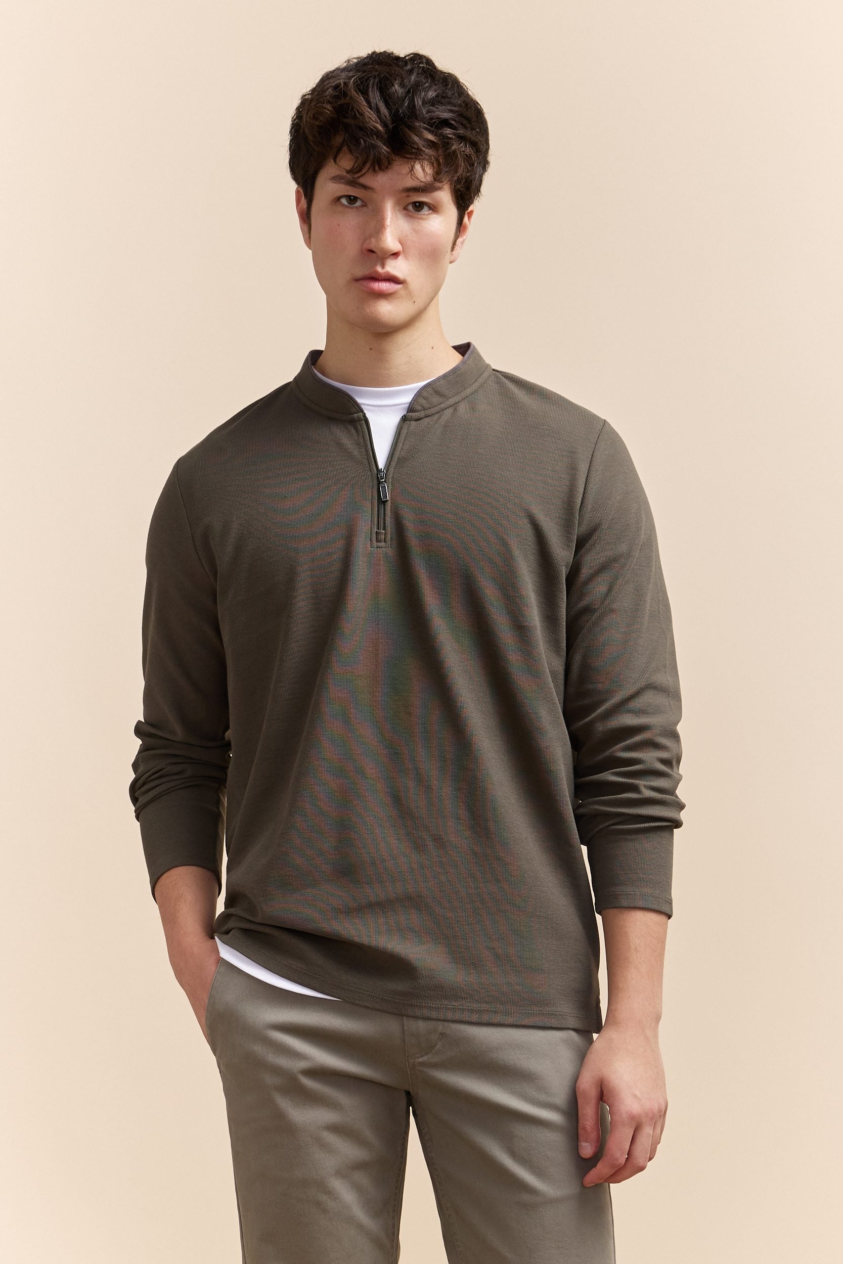 Long Sleeve zip henley t-shirt