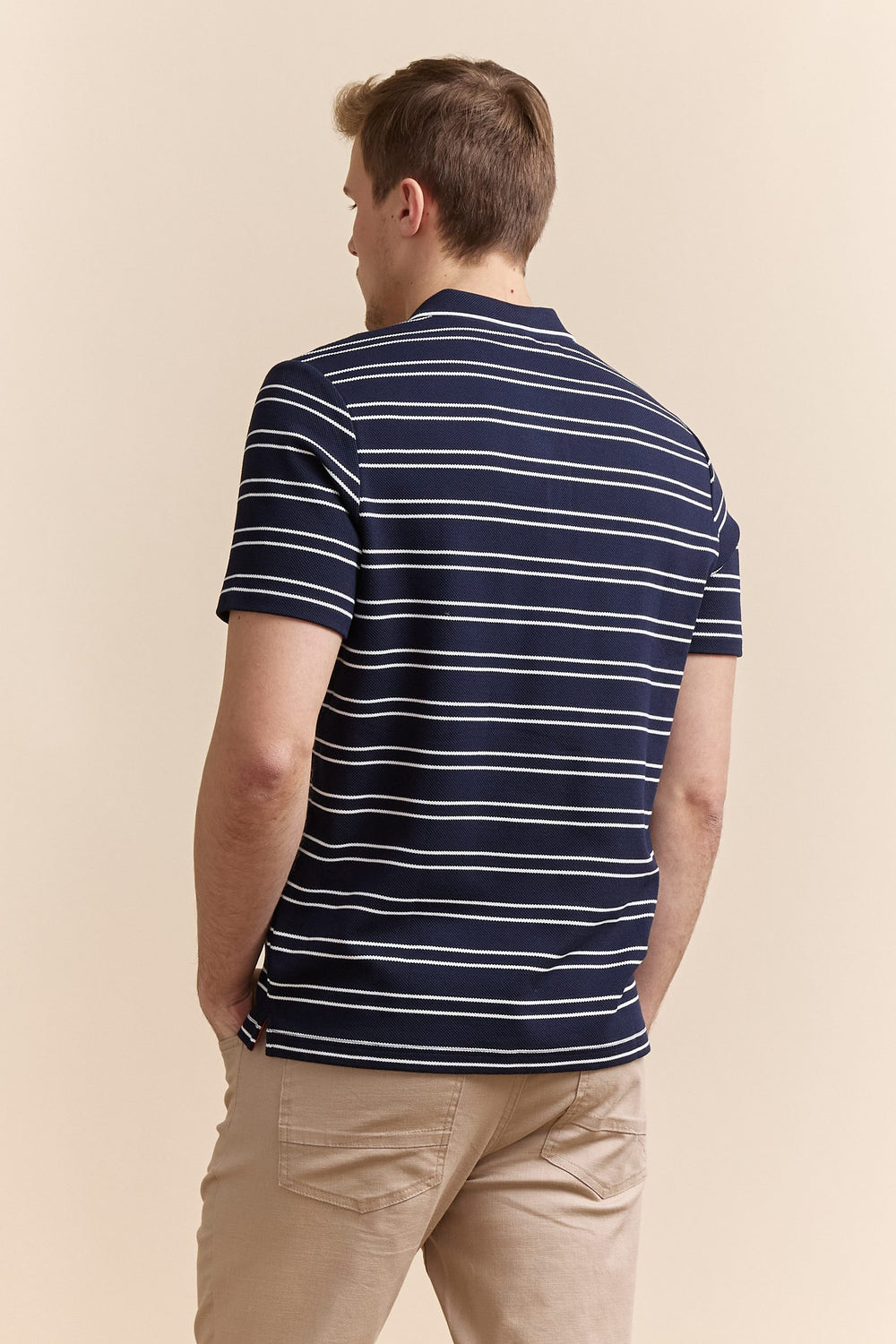 Nautical stripes zip polo