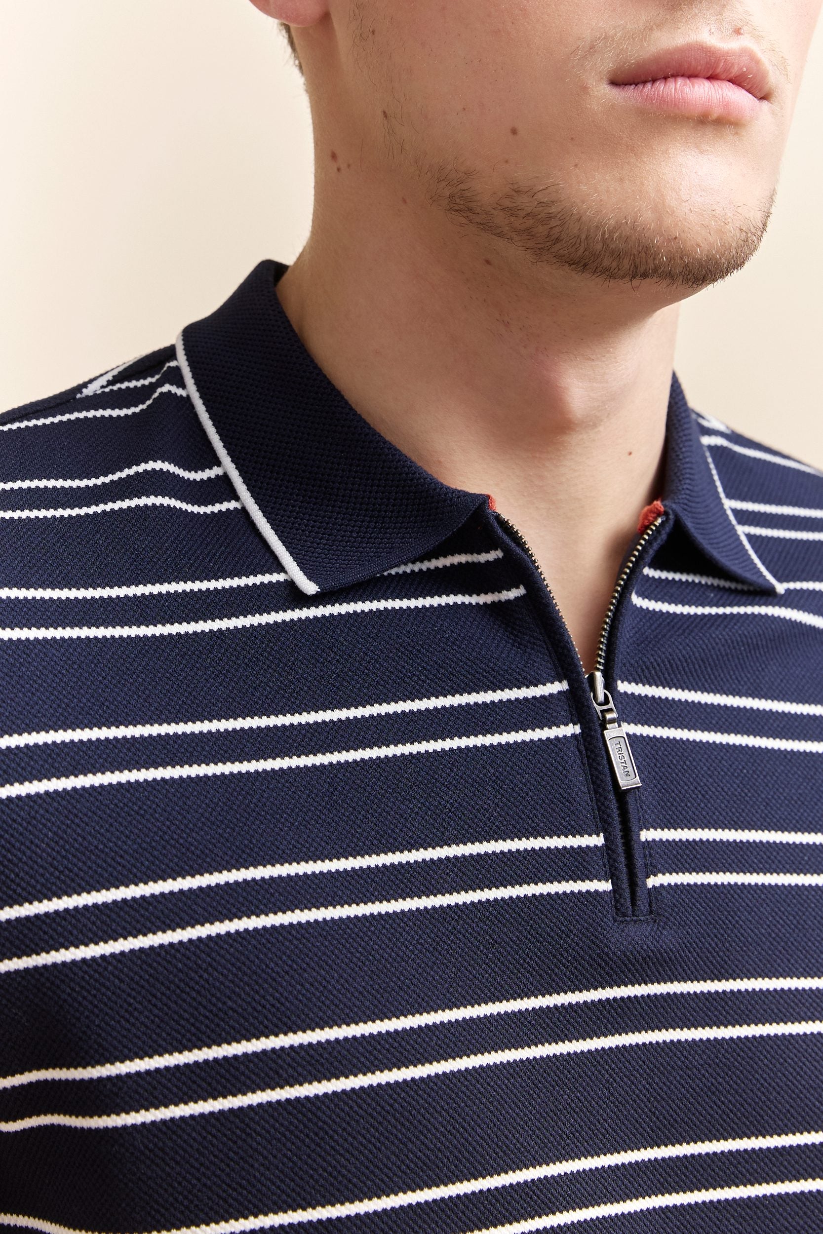 Nautical stripes zip polo