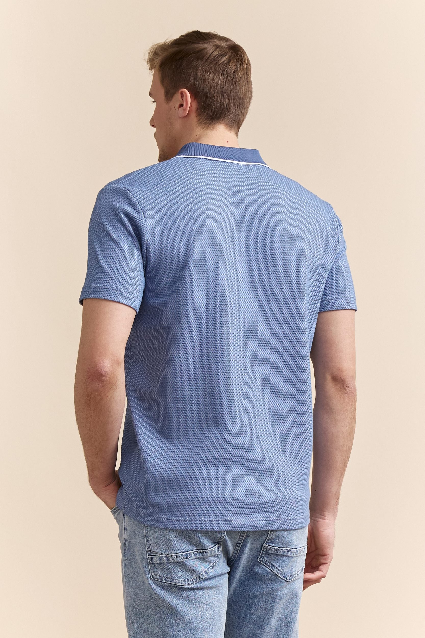 Jacquard polo with rib detail