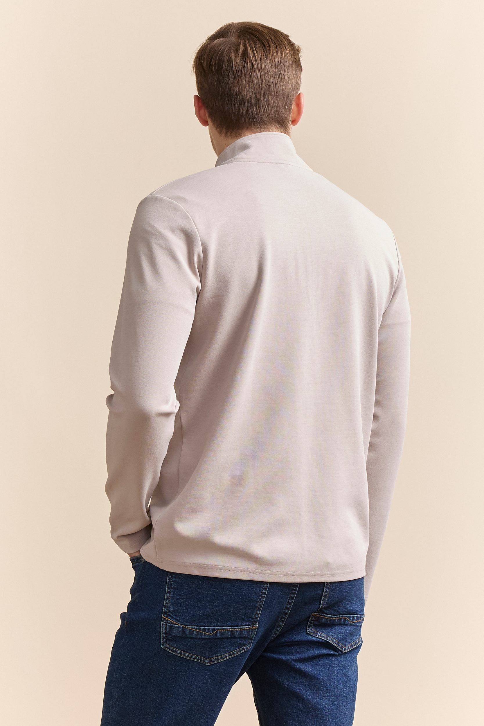 Textured half zip t-shirt