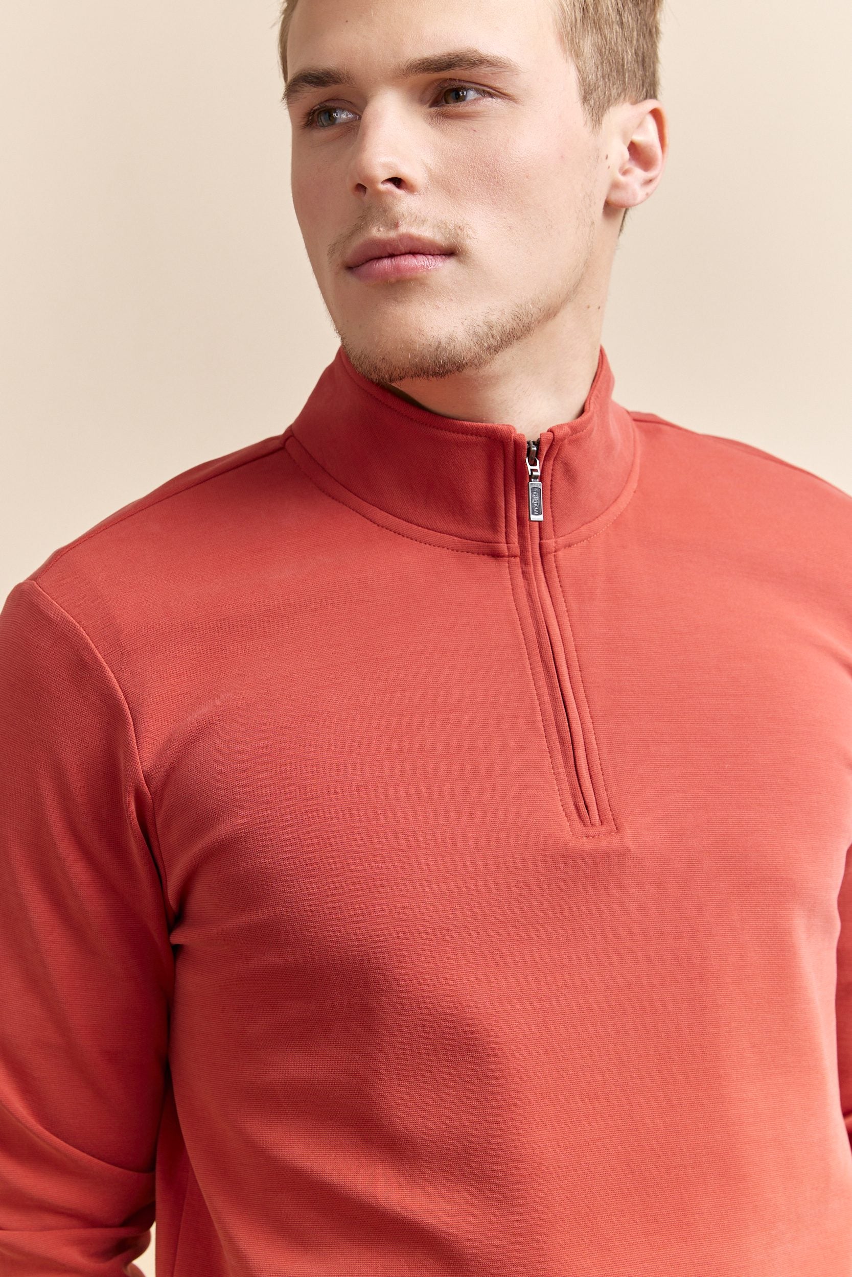 Textured half zip t-shirt