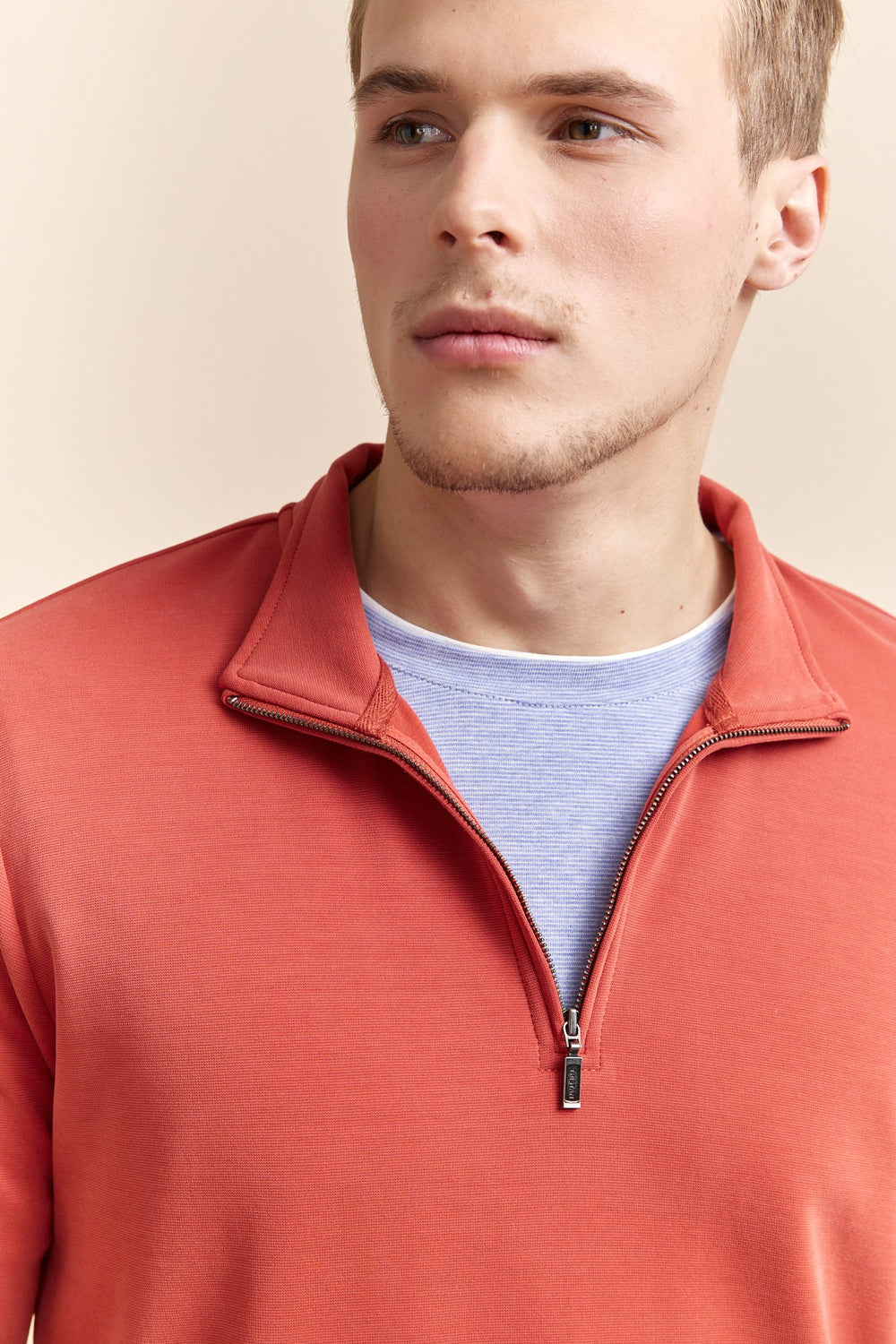 Textured half zip t-shirt