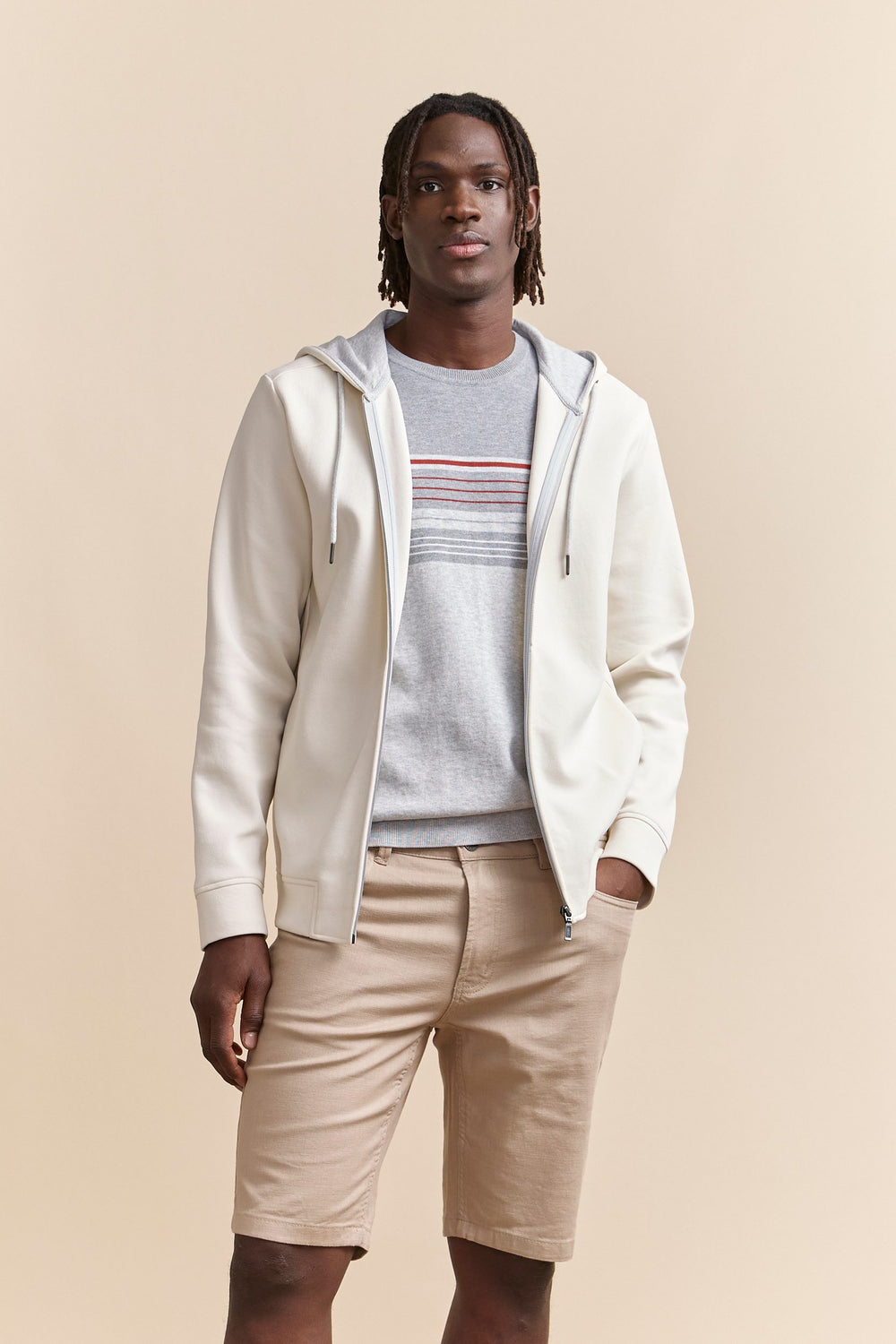 Hooded cardigan with zip
