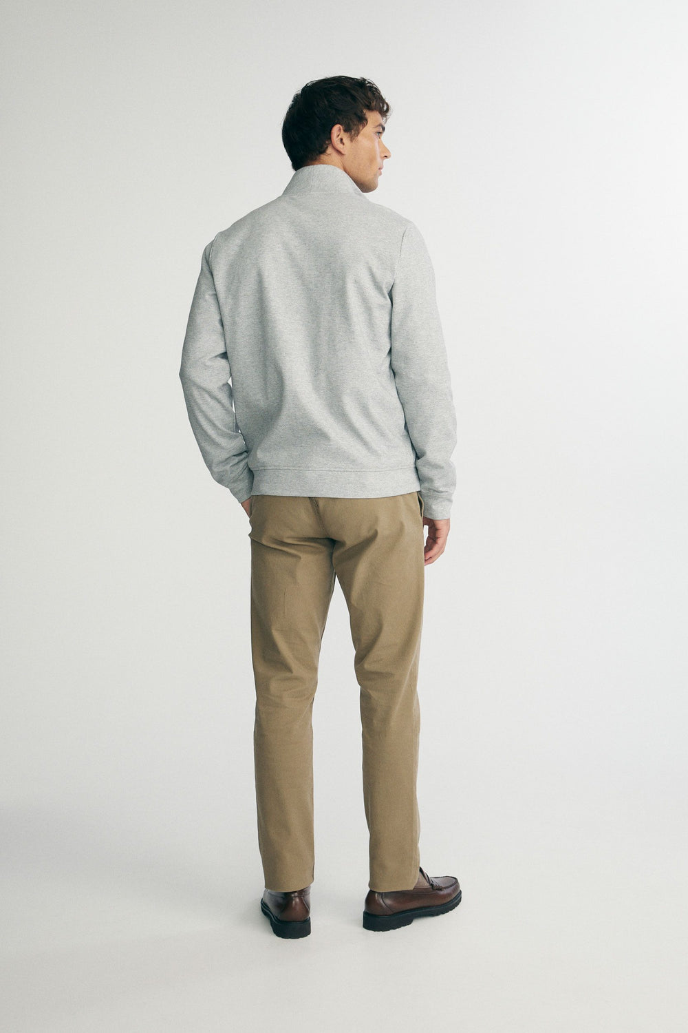 Mock neck zip-up cardigan