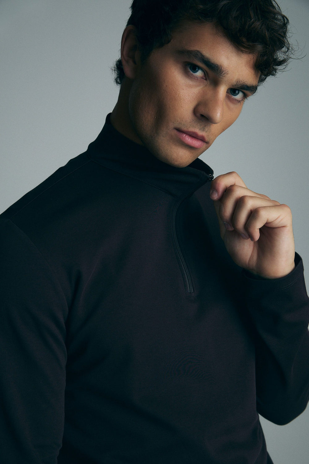 Pima cotton half zip t-shirt