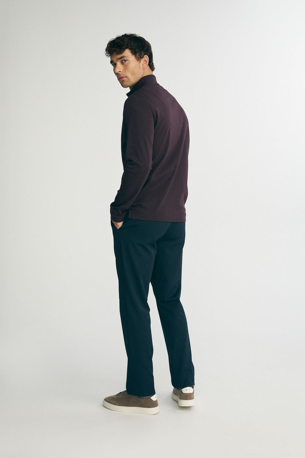 Pima cotton half zip t-shirt