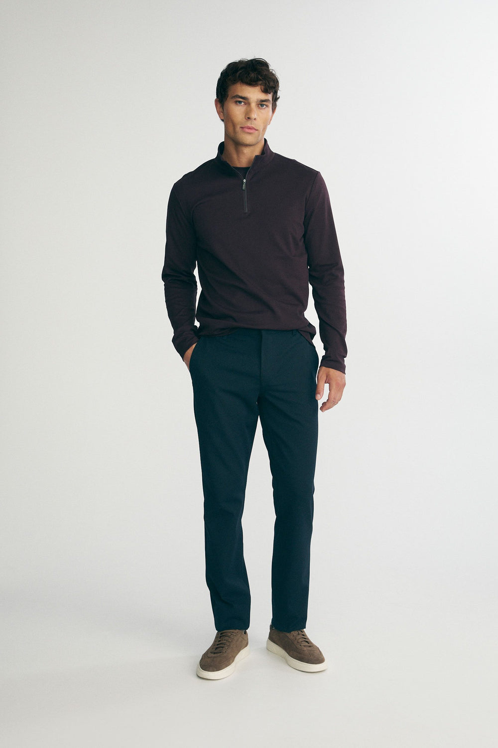 Pima cotton half zip t-shirt
