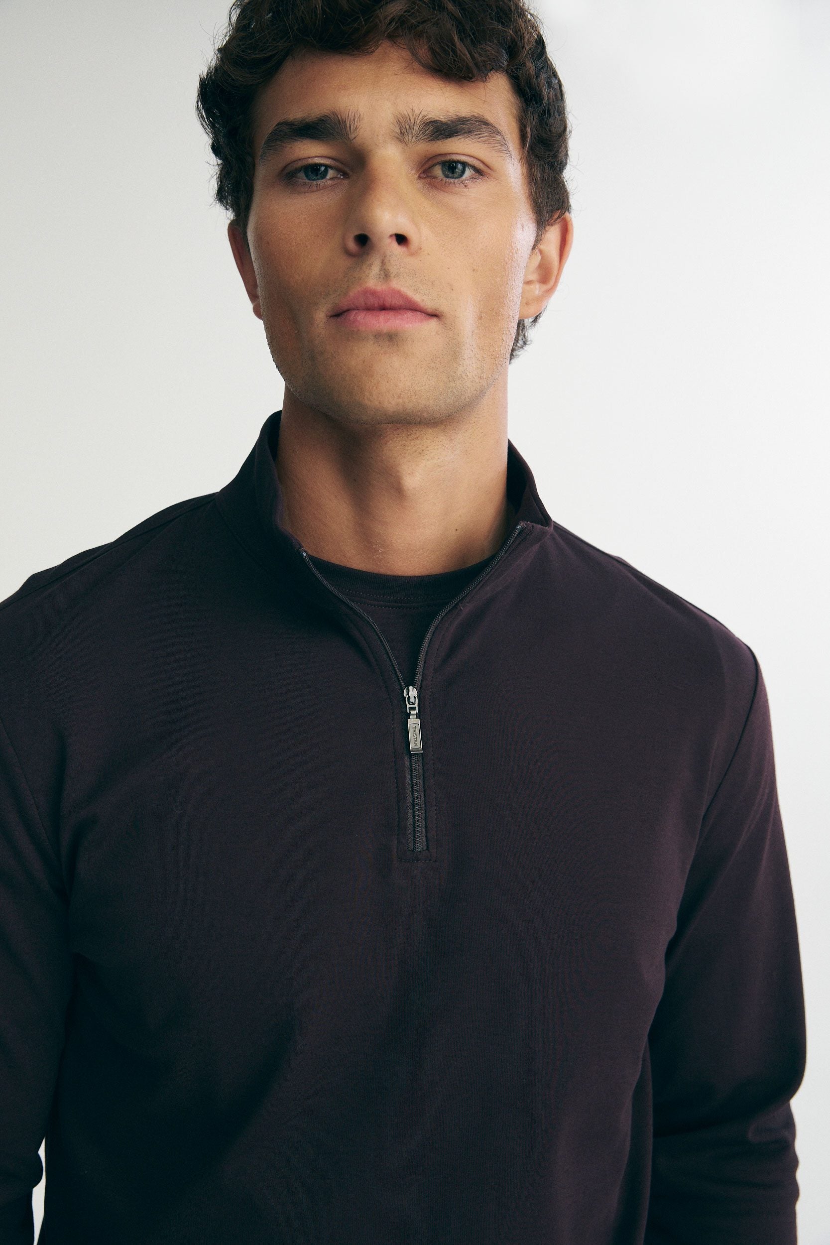 Pima cotton half zip t-shirt