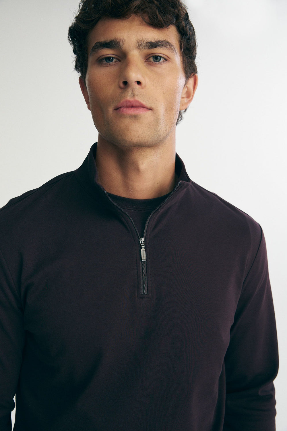 Pima cotton half zip t-shirt