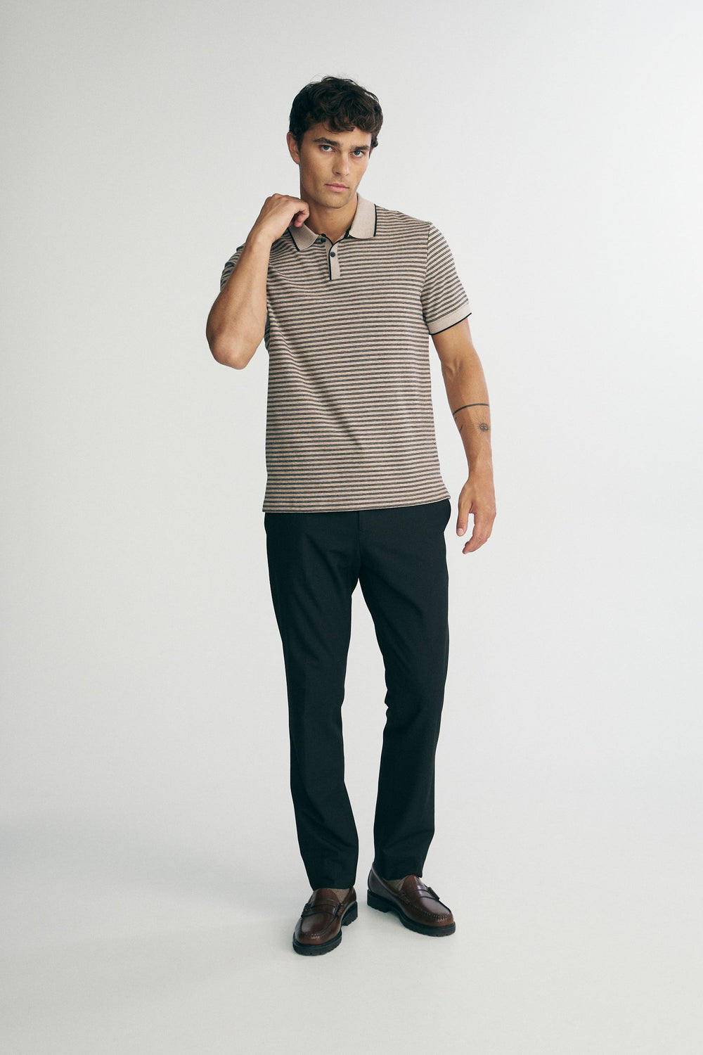 Short sleeve striped polo