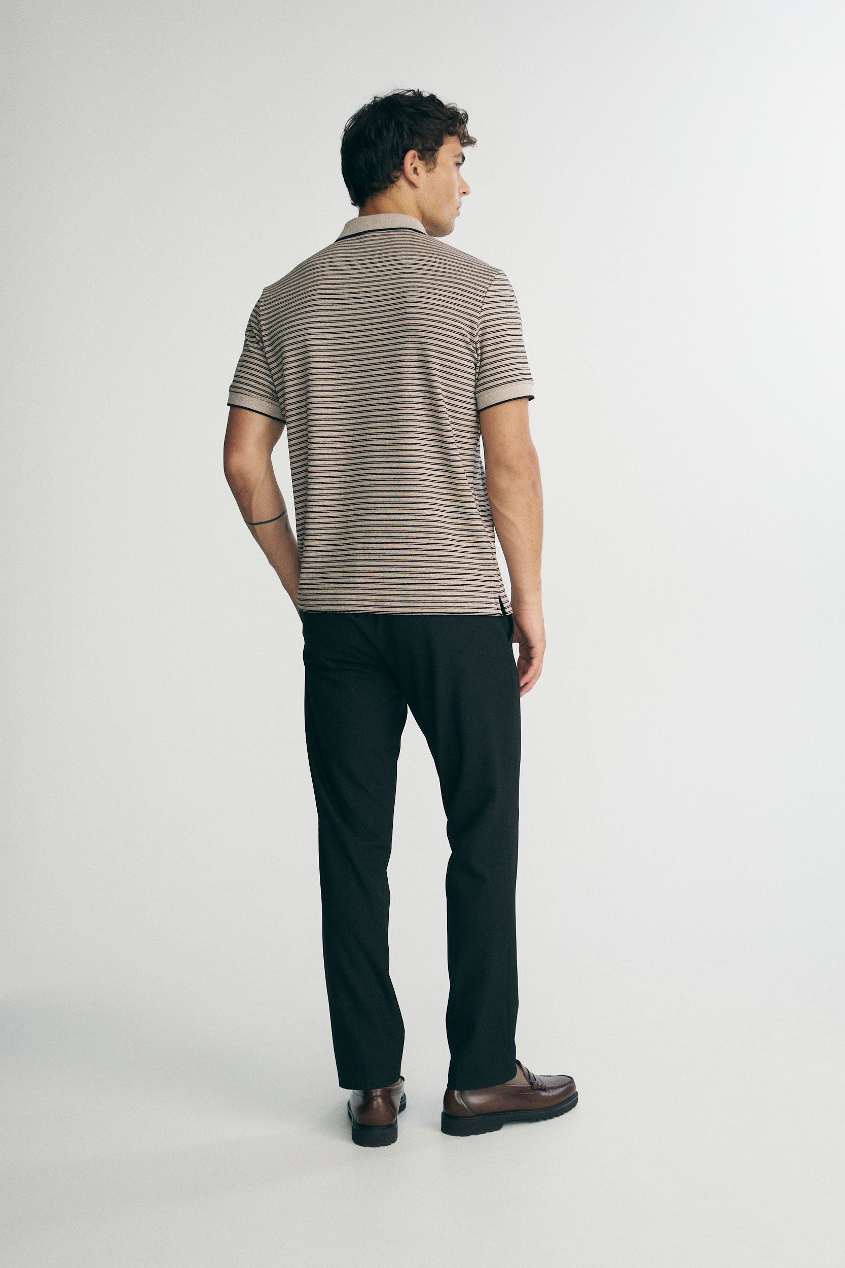 Short sleeve striped polo