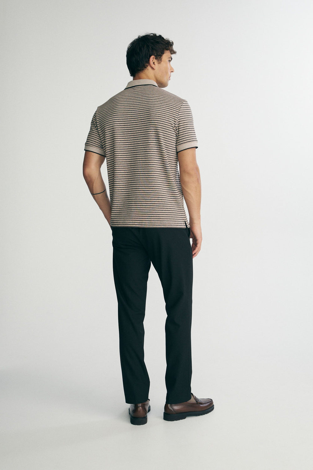 Short sleeve striped polo