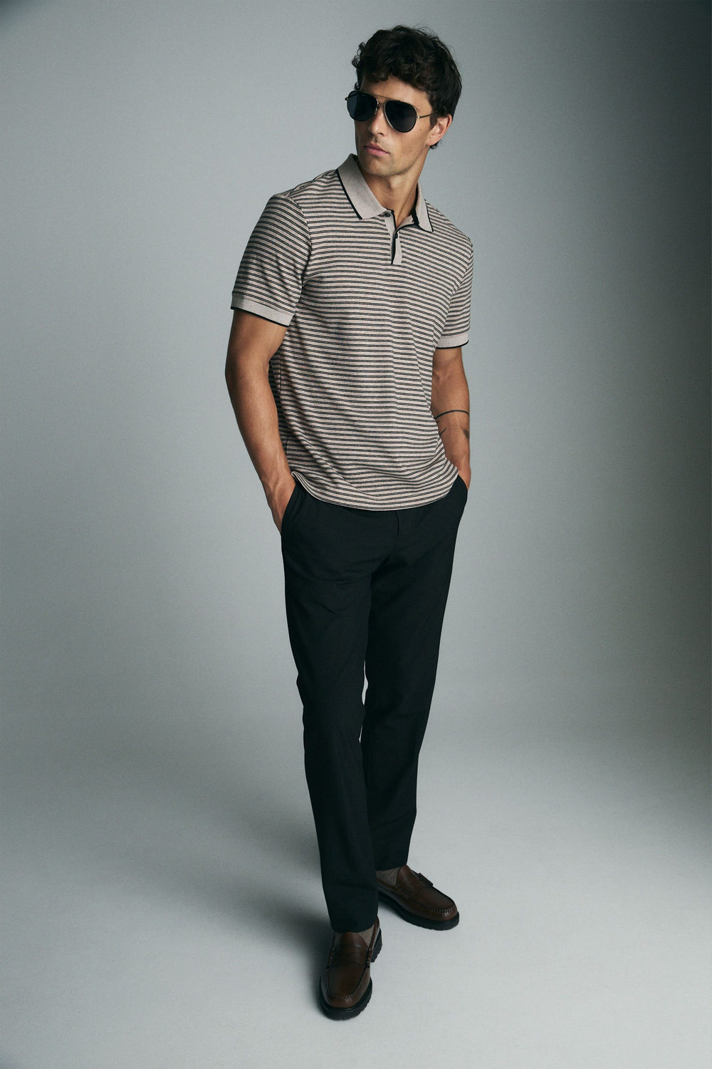 Short sleeve striped polo