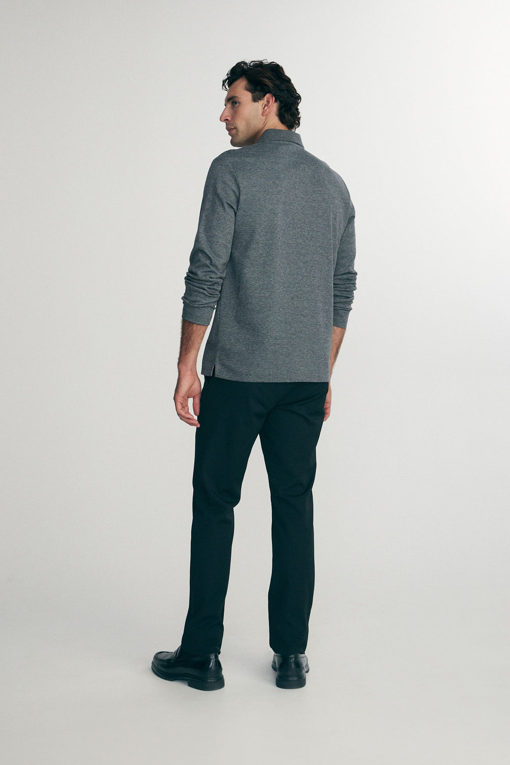 Long sleeve herringbone polo