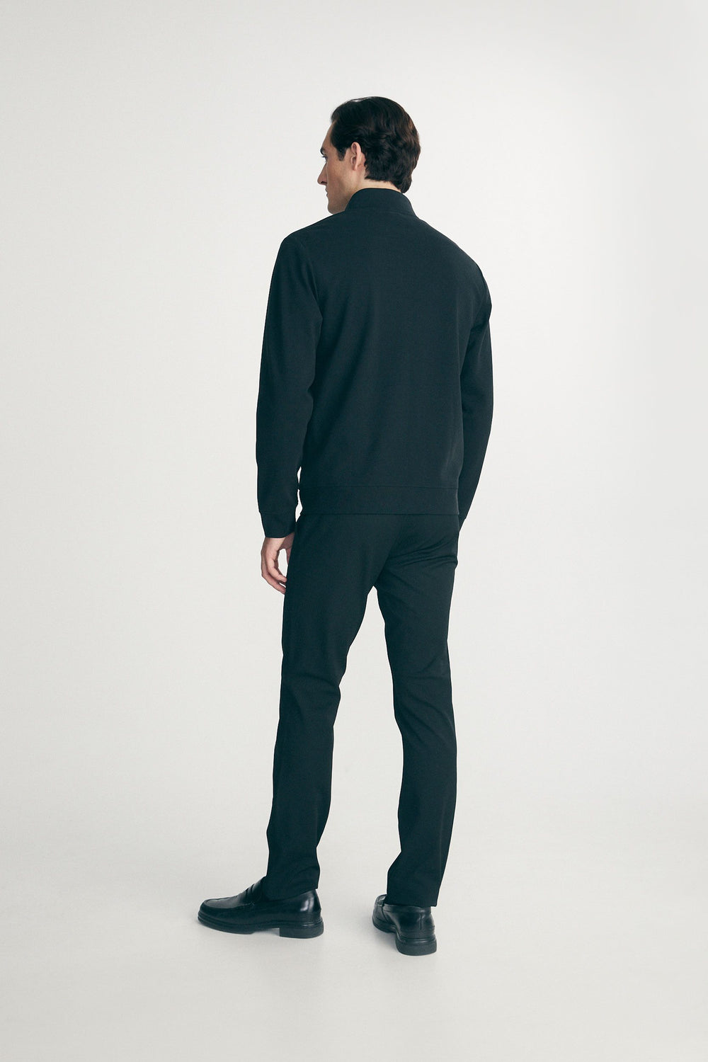 Mock neck zip-up cardigan