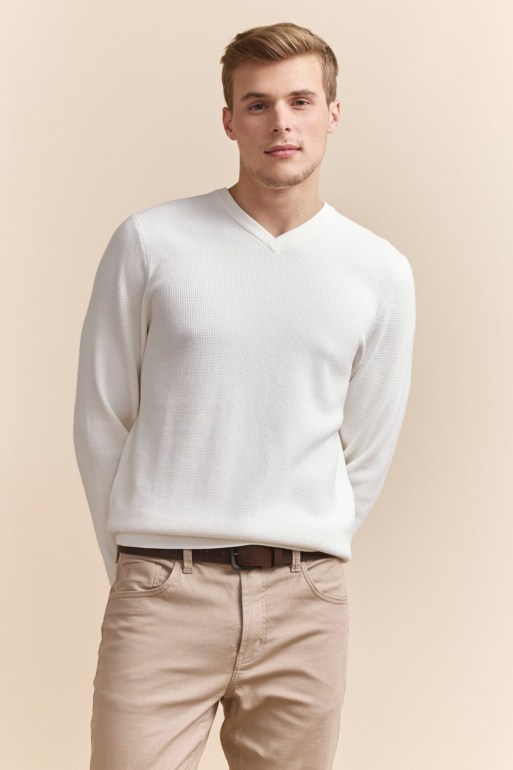 Textured v-neck sweater