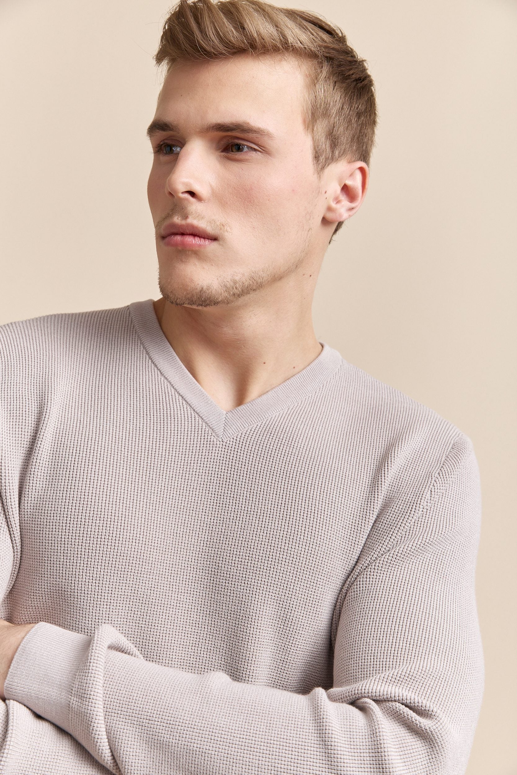 Textured v-neck sweater