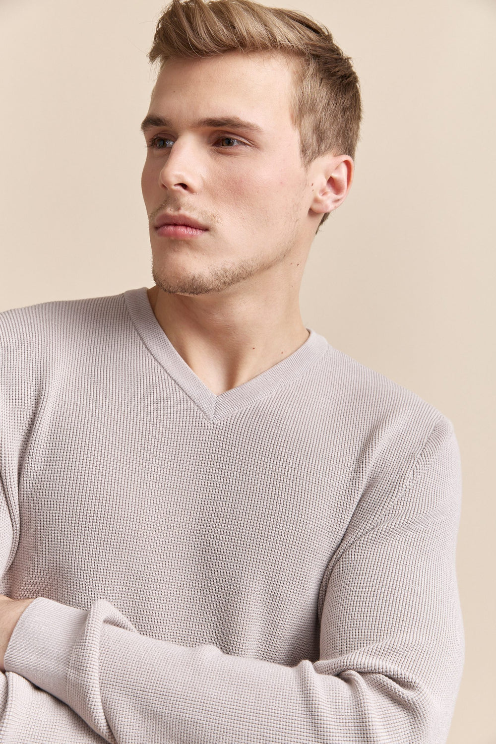 Textured v-neck sweater