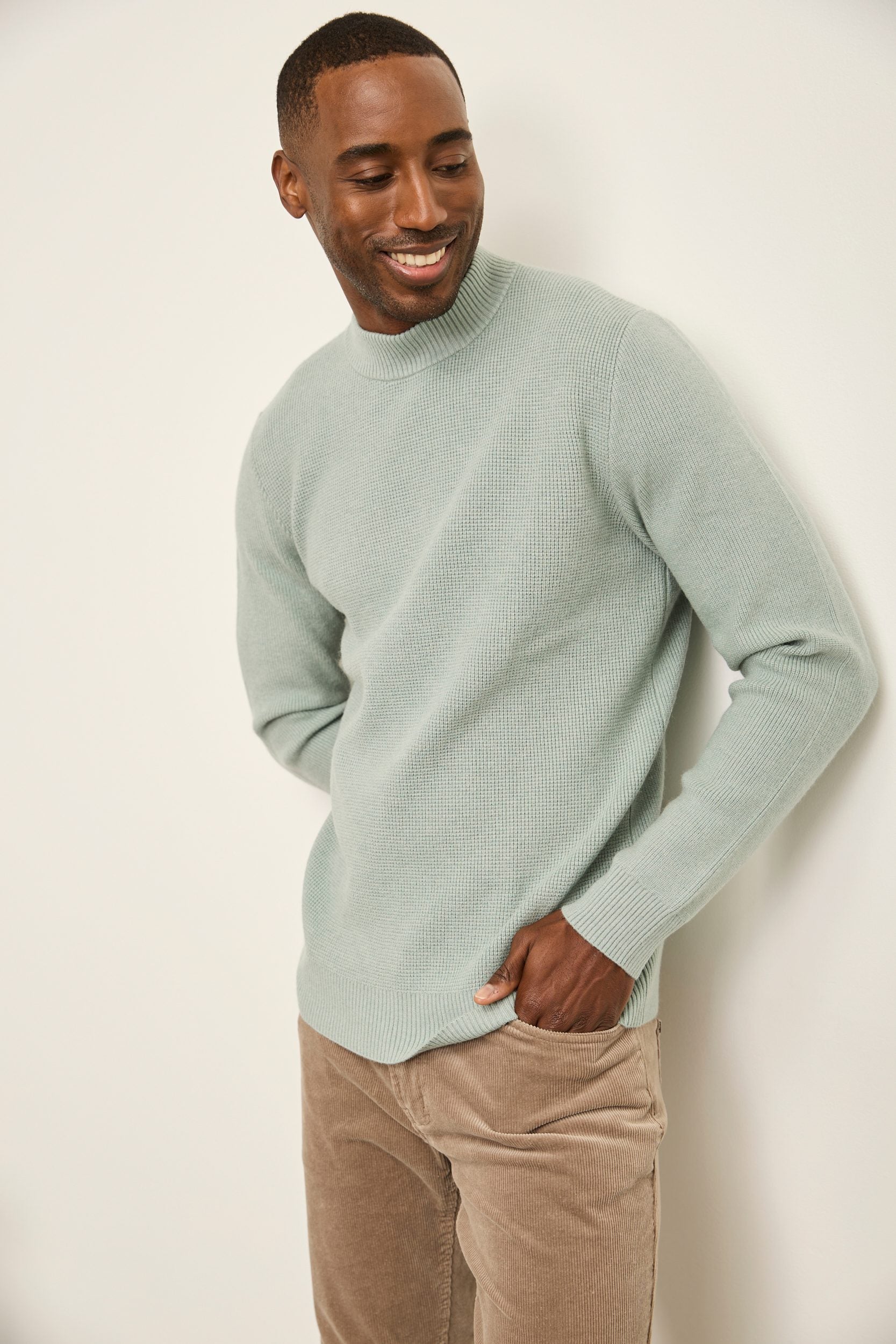 Textured mock neck sweater