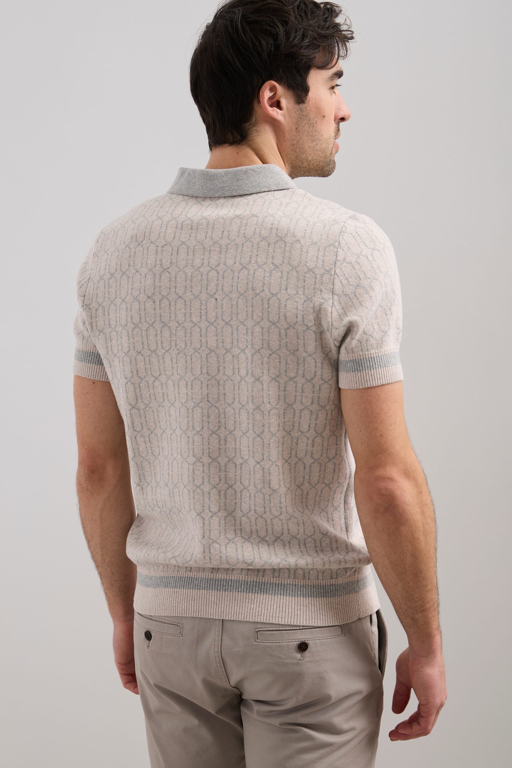 Retro jacquard knit polo