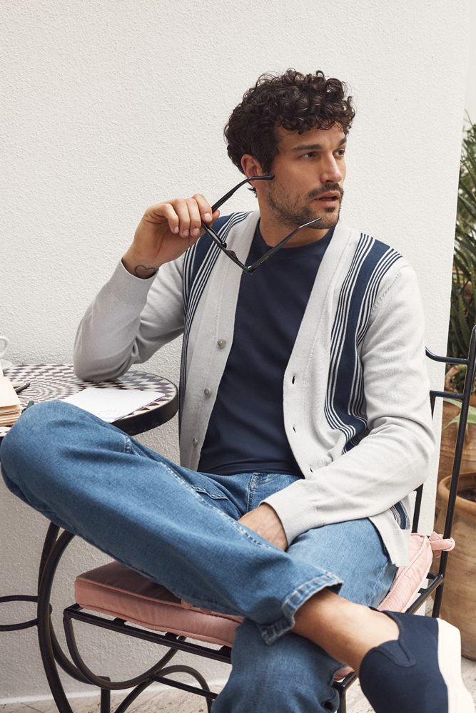 Retro striped cardigan