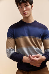 Color block crew neck sweater