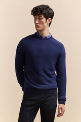 Two Tone Textured Crew Neck Sweater