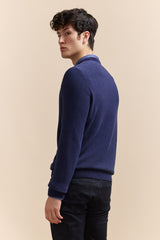 Two Tone Textured Crew Neck Sweater