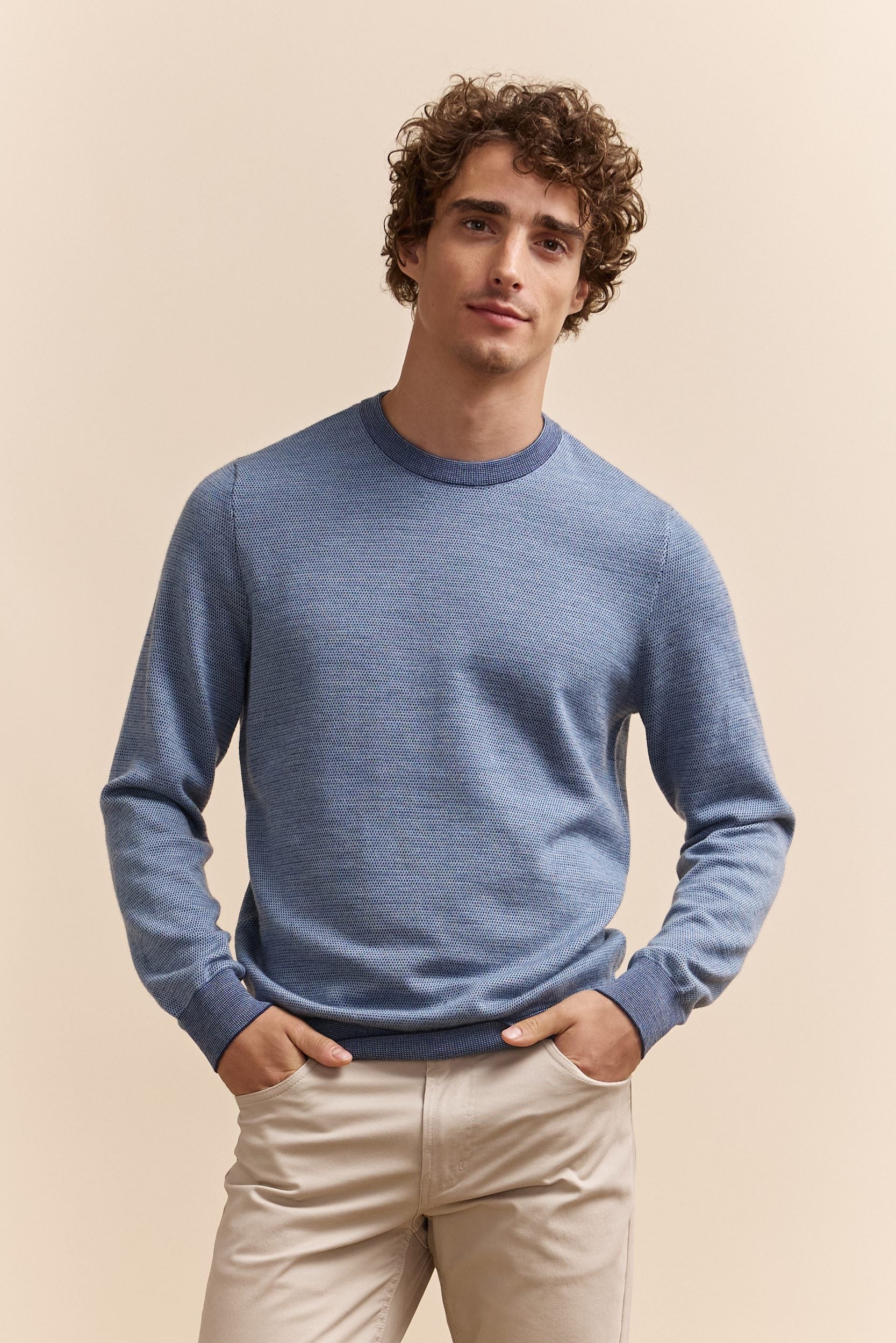 Merino wool 3 tone jacquard sweater