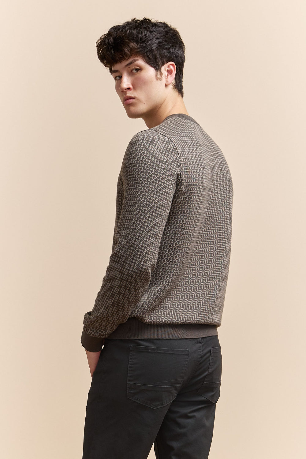 Jacquard crew neck sweater