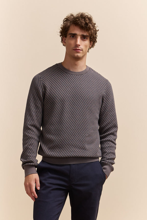 Jacquard crew neck sweater