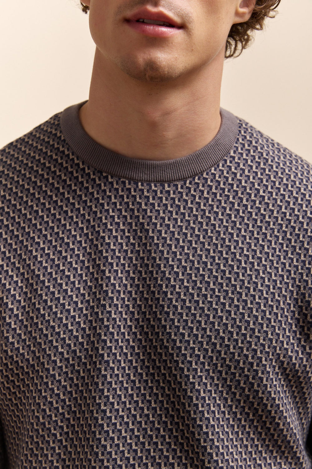 Jacquard crew neck sweater