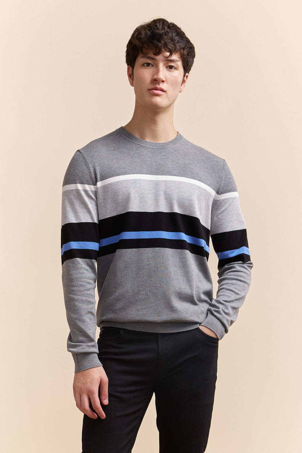 Colour block crew neck sweater