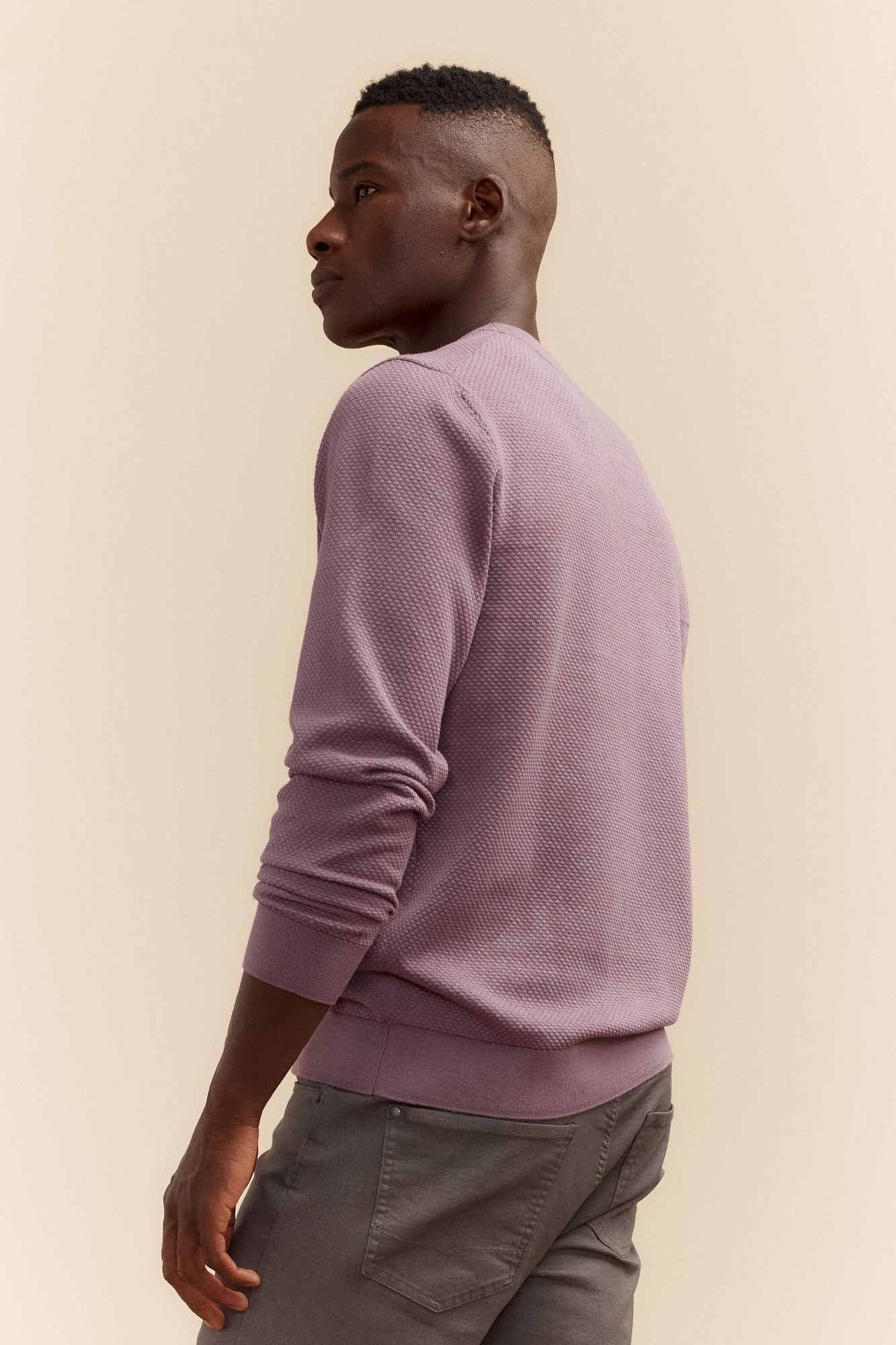 Textured crew neck sweater