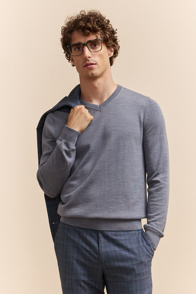 Merino wool V-neck sweater