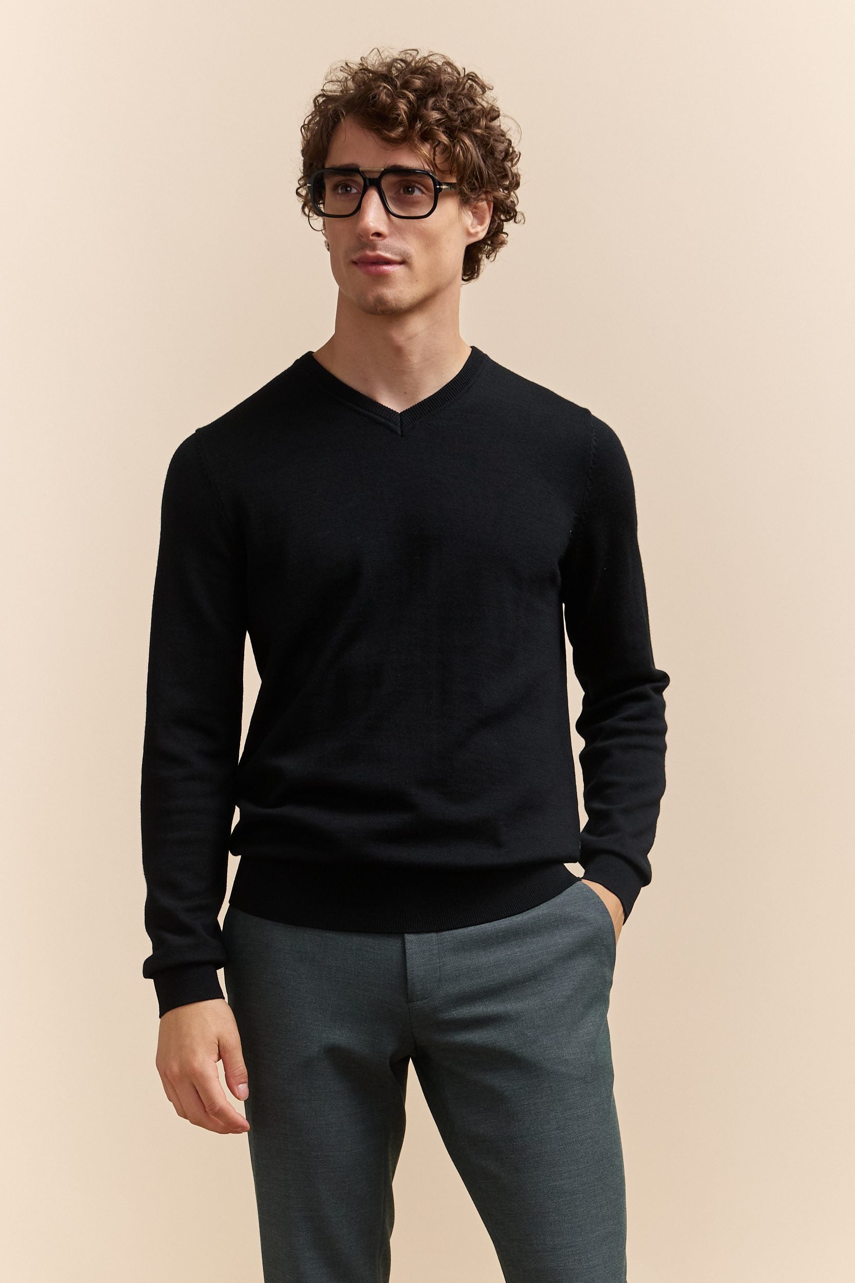 Merino wool V-neck sweater