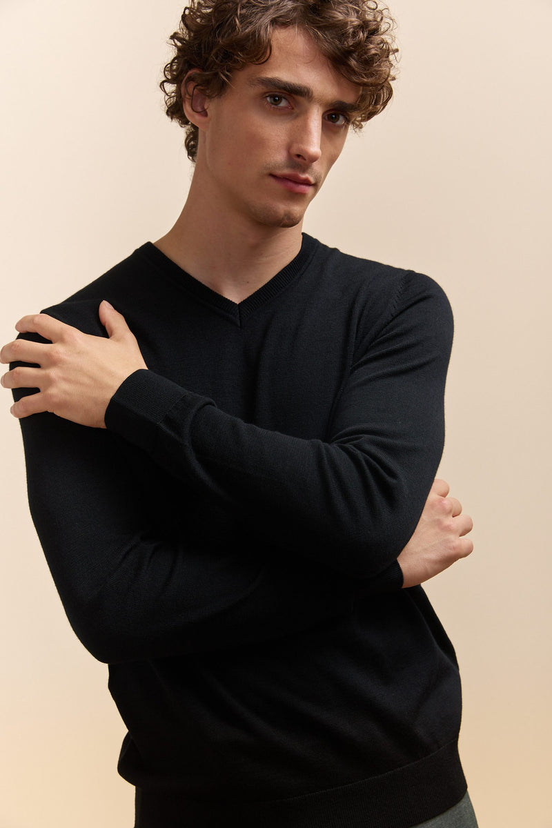 Merino wool V-neck sweater