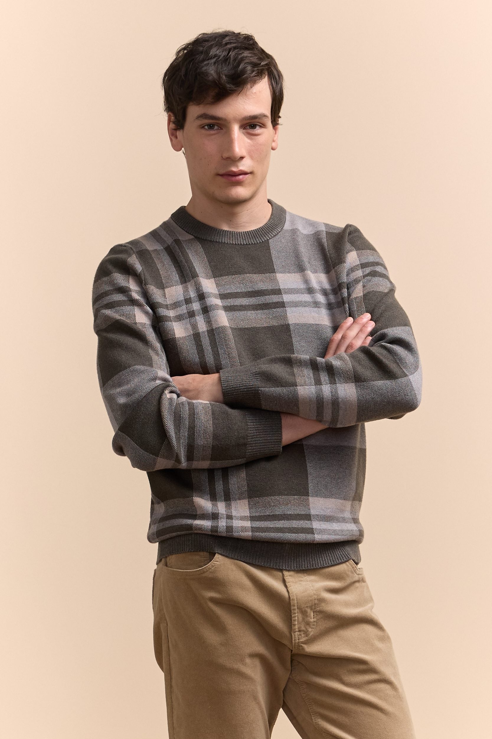 Jacquard check sweater