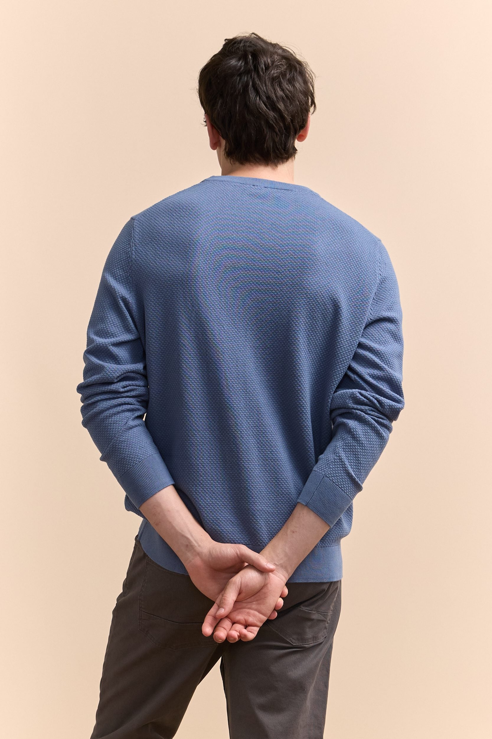 Textured crew neck sweater