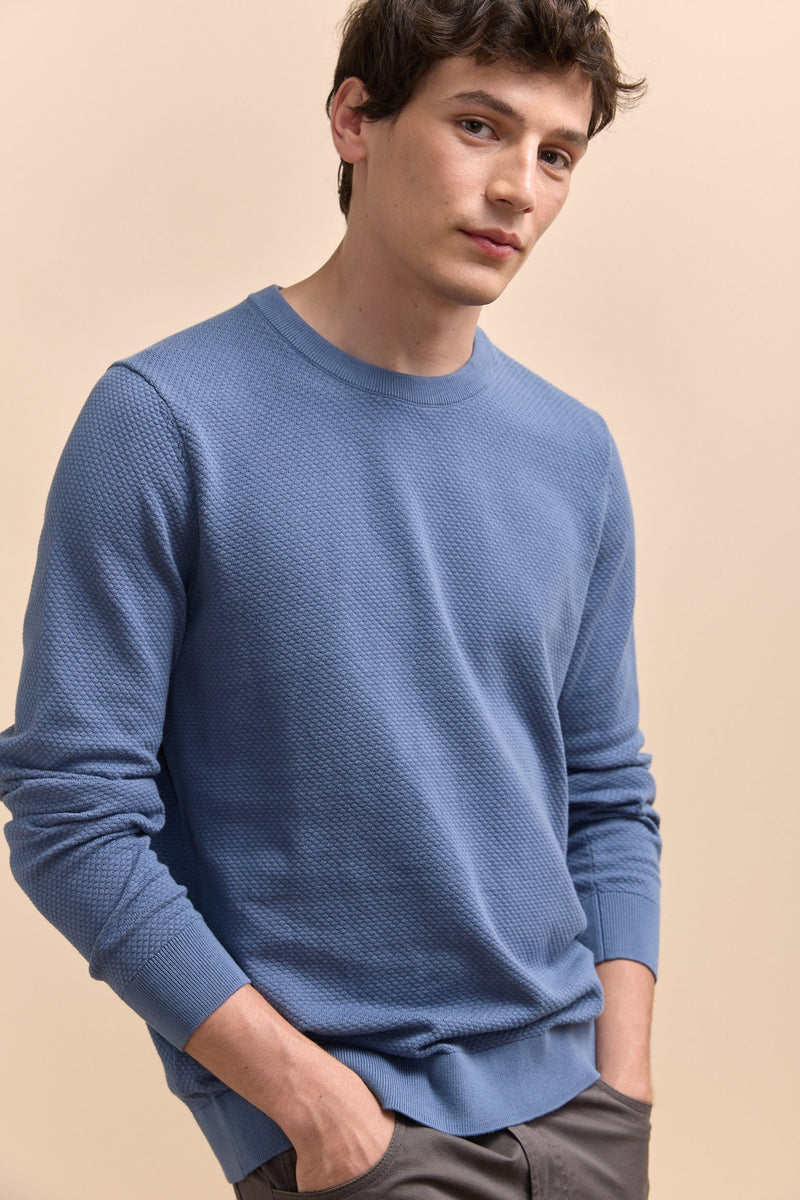 Textured crew neck sweater