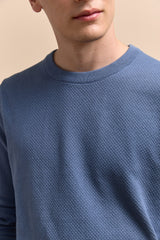 Textured crew neck sweater