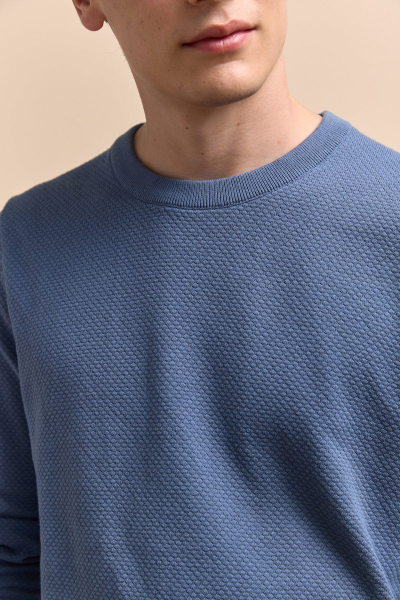 Textured crew neck sweater