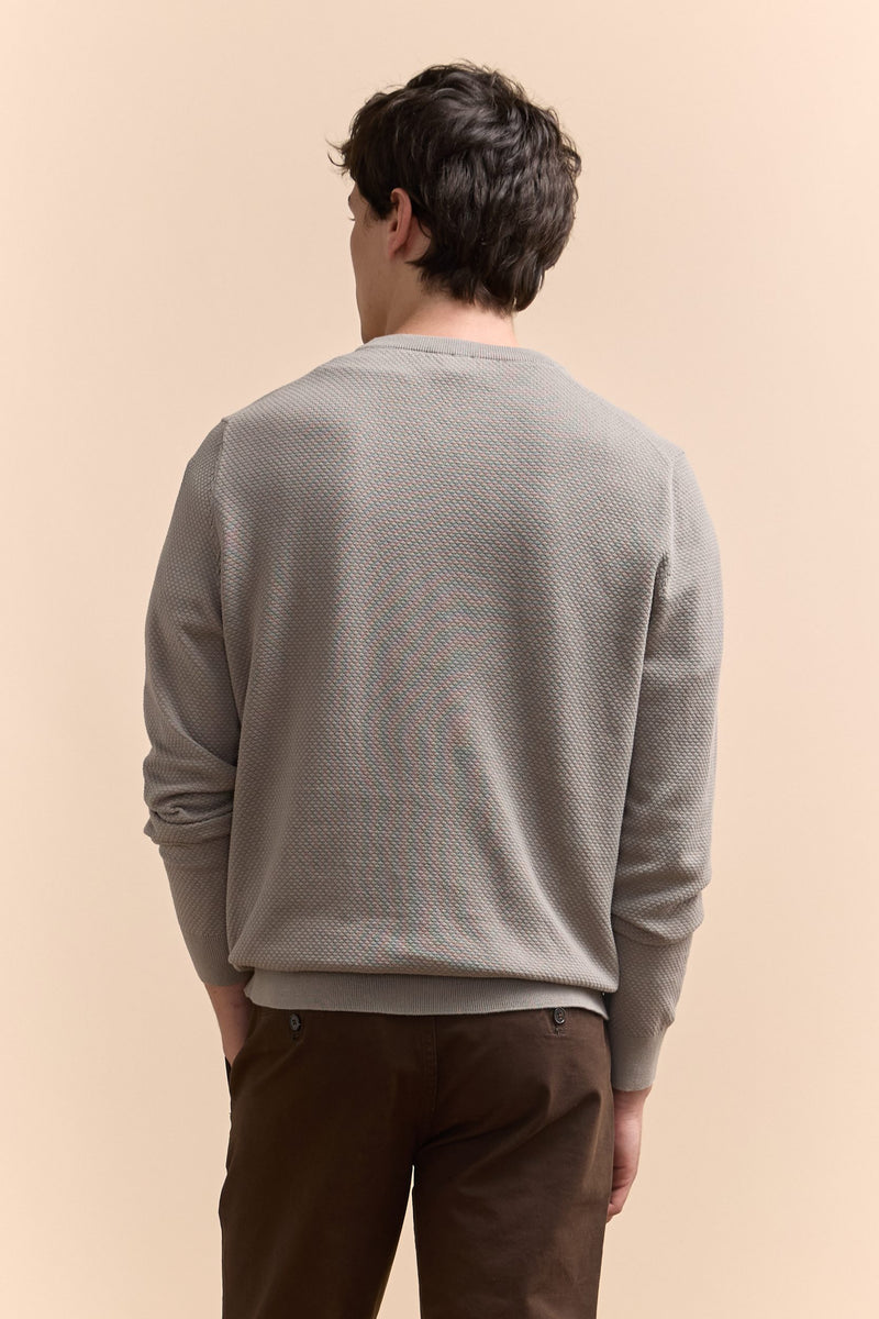 Textured crew neck sweater