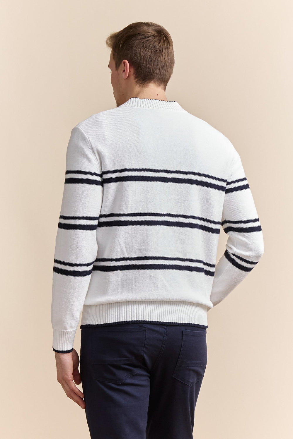 Zip collar nautical stripes sweater